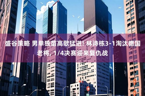 盛谷策略 男单独苗高歌猛进! 林诗栋3-1淘汰德国老将, 1/4决赛迎来复仇战